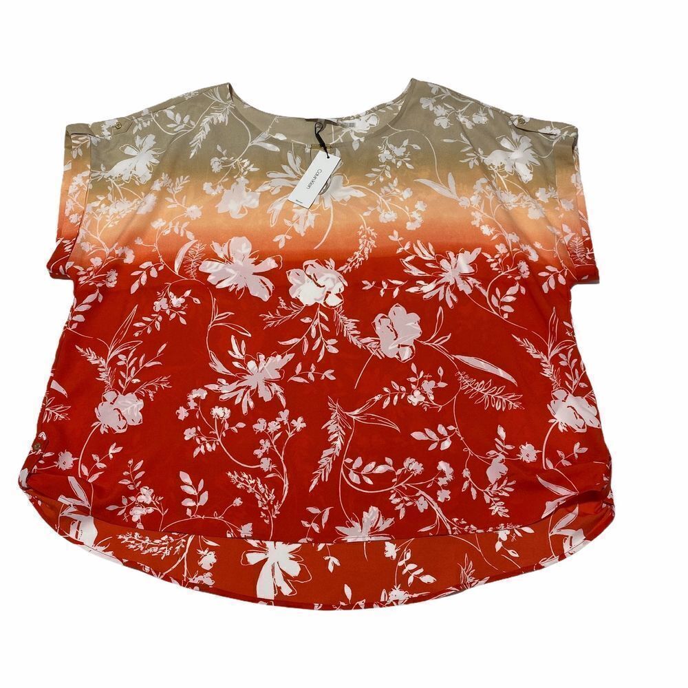Calvin Klein tropical ombre keyhole blouse 3X NWT - Picture 2 of 13